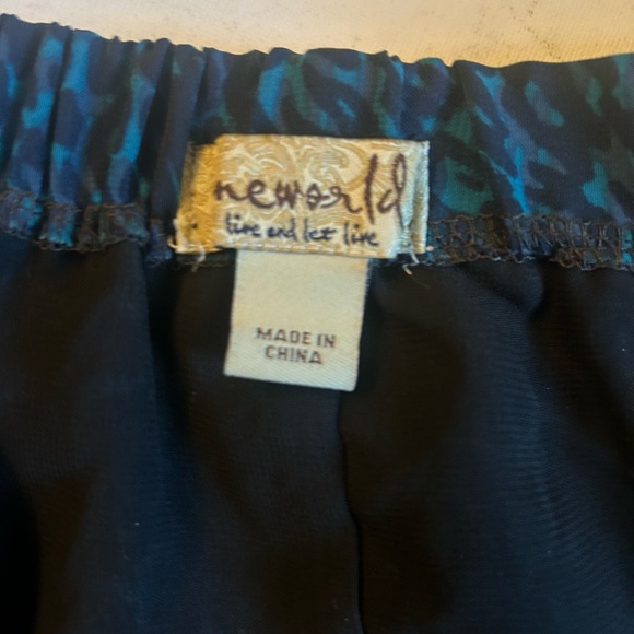 One world Blue Green Yellow maxi skirt with leopard print - Picture 3 of 7